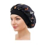 Γυναικείο  Μαλακό Τουρμπάνι ύπνου bonnet  μαλλιών - Black butterflies (Μαύρο)