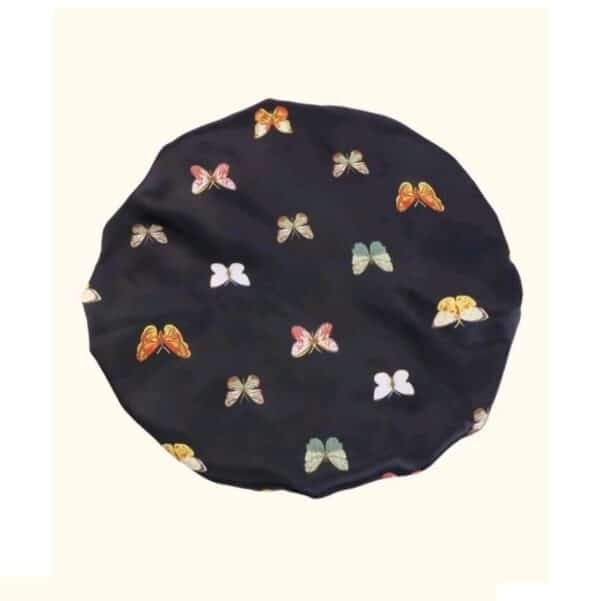 Γυναικείο  Μαλακό Τουρμπάνι ύπνου bonnet  μαλλιών - Black butterflies (Μαύρο) - Image 2