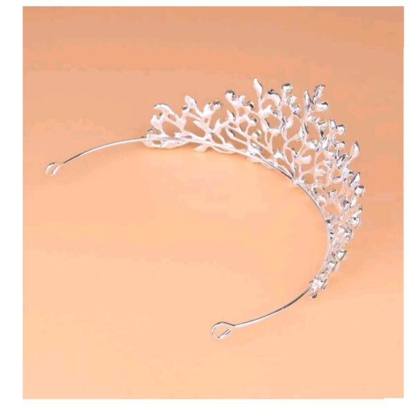 Νυφική Κορώνα- Τιάρα με κρύσταλλα  ύψους 6,50cm σε ασημί χρώμα - Image 4