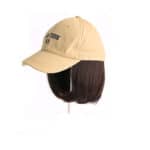 Γυναικείο Μπεζ καπέλο με ενσωματωμένα  μαλλιά  (Ποστίς) σε Καστανό σκούρο χρώμα