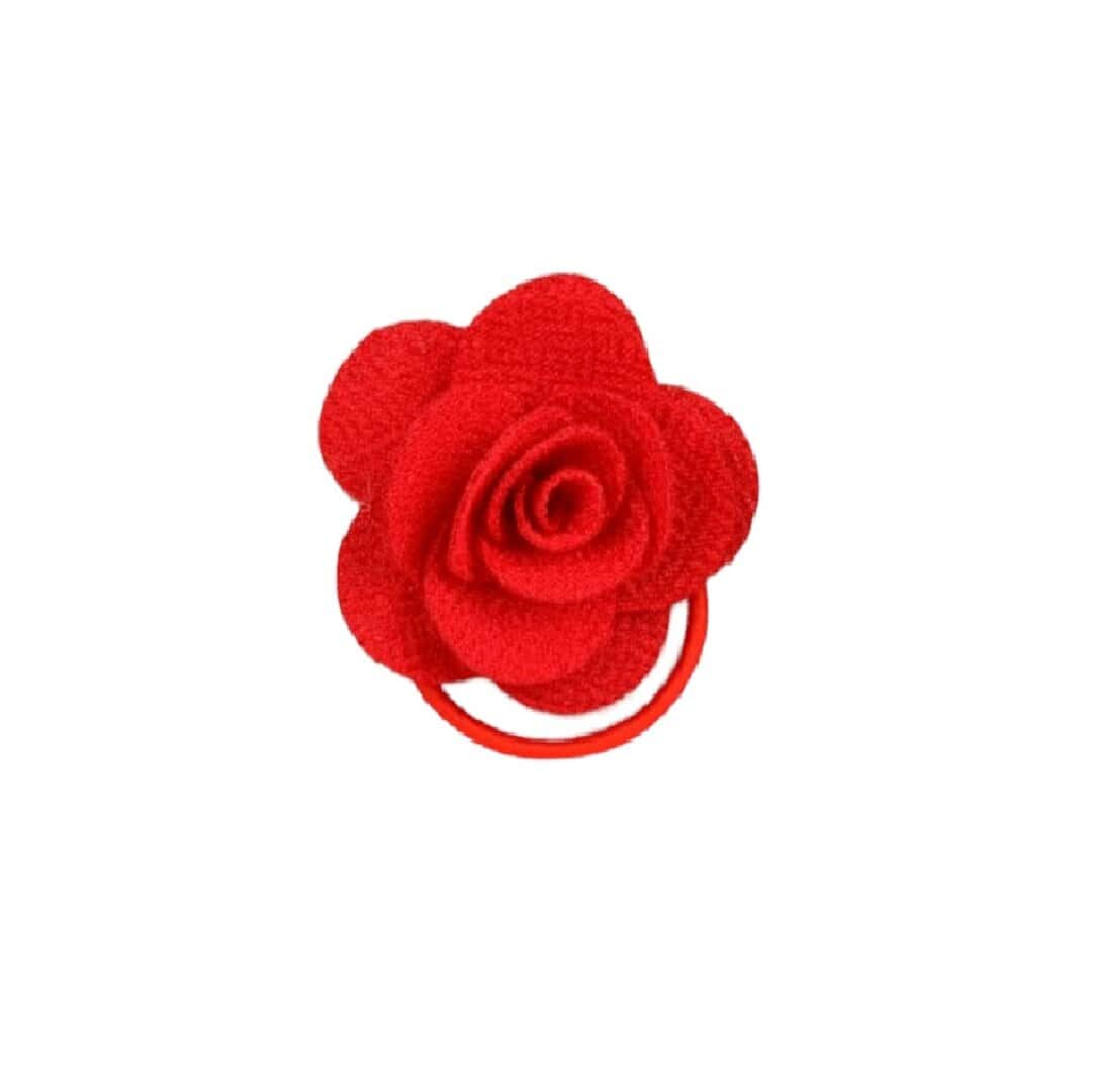 RED-ROSE-ELASTIC-TIE-BABY Παιδικό Λάστιχο - Κοκαλάκι μαλλιών Rose 5cm Red - Image 1