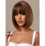 Γυναικεία περούκα σε καστανό χρώμα συνθετική υψηλής ποιότητας  12 inches - Image 3