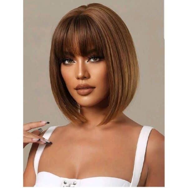 Γυναικεία περούκα σε καστανό χρώμα συνθετική υψηλής ποιότητας  12 inches - Image 3