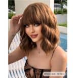 Γυναικεία περούκα σε καστανό χρώμα συνθετική υψηλής ποιότητας  Curly  Καστανό 14 inches - Image 3