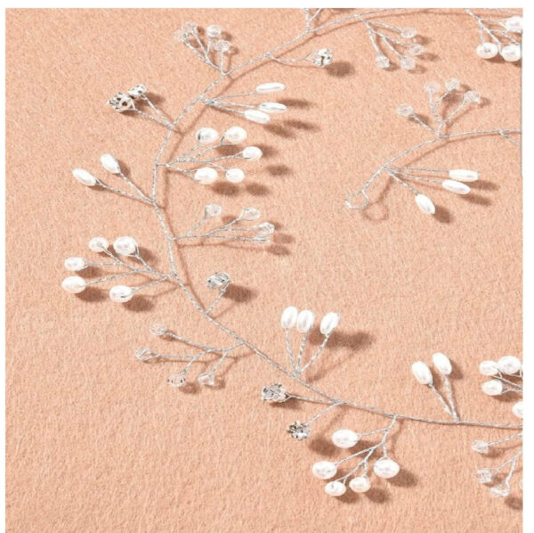 Νυφικό  '' σύρμα '' με κρύσταλλα και πέρλες ασημί 50 cm - Image 4