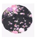 Γυναικείο  Μαλακό Τουρμπάνι ύπνου Bonnet  μαλλιών - Black flowers (Μαύρο) - Image 2