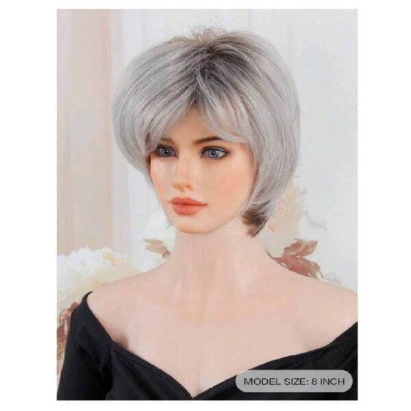 Γυναικεία περούκα  συνθετική υψηλής ποιότητας Grey κοντό 8 inches - Image 2