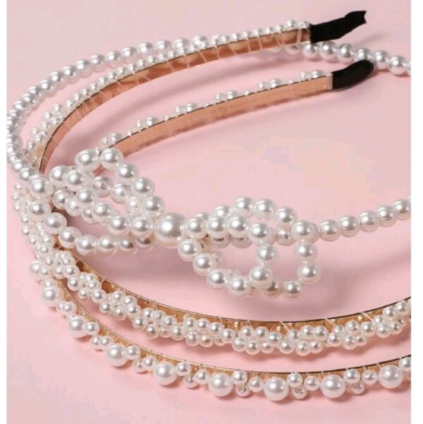 Γυναικεία -Παιδική Στέκα Μαλλιών με Λευκές Πέρλες gold 02 - Image 2