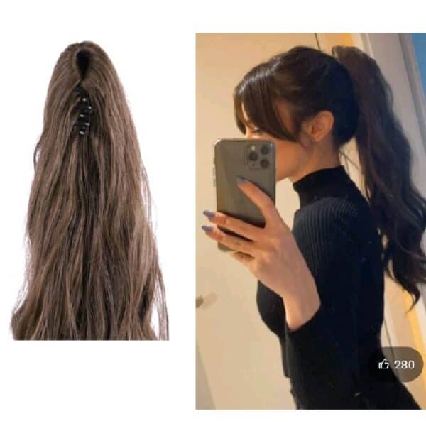 Ποστίς Αλογοουρά curly Ponytail συνθετική τρίχα υψηλής ποιότητας με κλάμερ - Καστανό ανοιχτό χρώμα 24 inches - Image 2