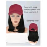 Γυναικείο κόκκινο καπέλο με ραμμένα μαλλιά στο κάτω μέρος- Μαύρο χρώμα - Image 2