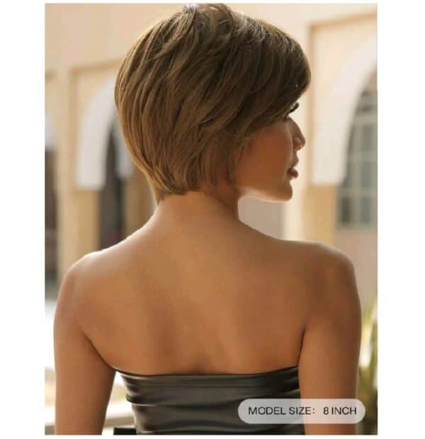 Γυναικεία περούκα  συνθετική υψηλής ποιότητας Καστανό ανοιχτό χρώμα 8 inches - Image 2