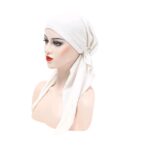 Γυναικείο Υφασμάτινο  Μαλακό Τουρμπάνι  μαλλιών Only White Long