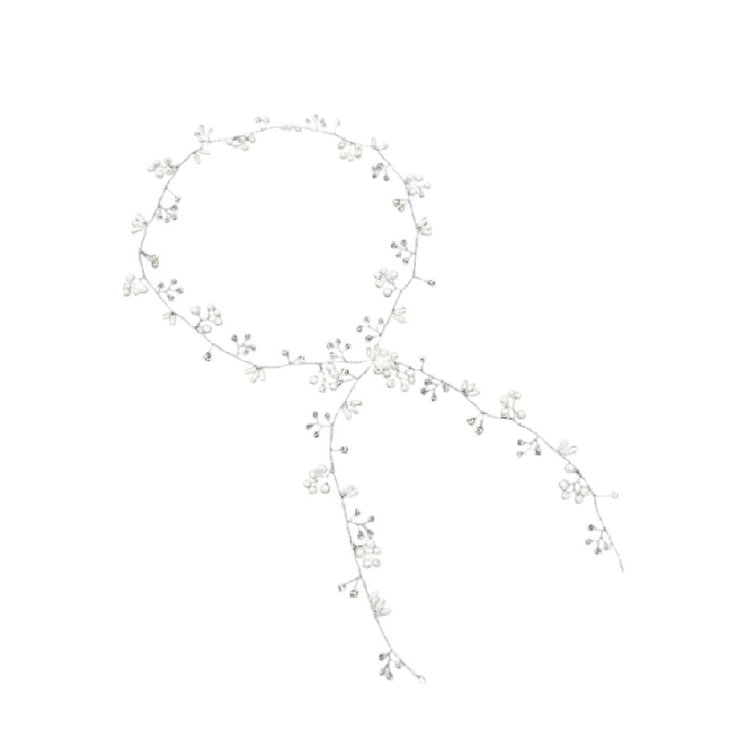 1m-wire-bridal-pearls-crystals Νυφικό '' σύρμα '' με κρυσταλλάκια και πέρλες 100 cm ασημί χρώμα - Image 1