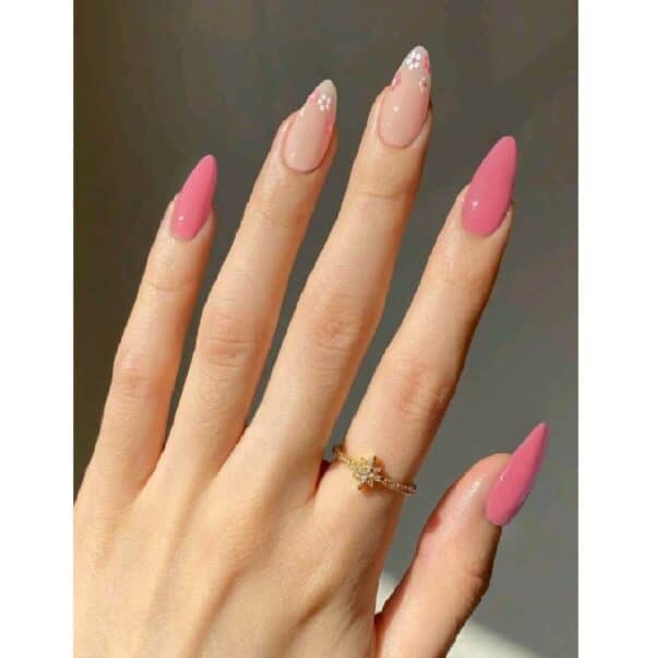 Press-on Nails Ψεύτικα νύχια σετ nail art 24 Τμχ  + 1 extra κόλλα- Peach  Flowers - Image 2