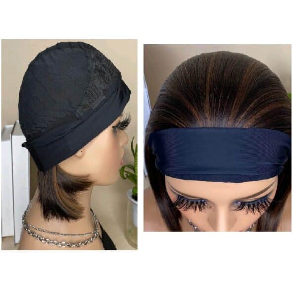 Γυναικεία περούκα με κορδέλα συνθετική υψηλής ποιότητας Καστανό με ανταύγειες χρώμα 12 inches - Image 3