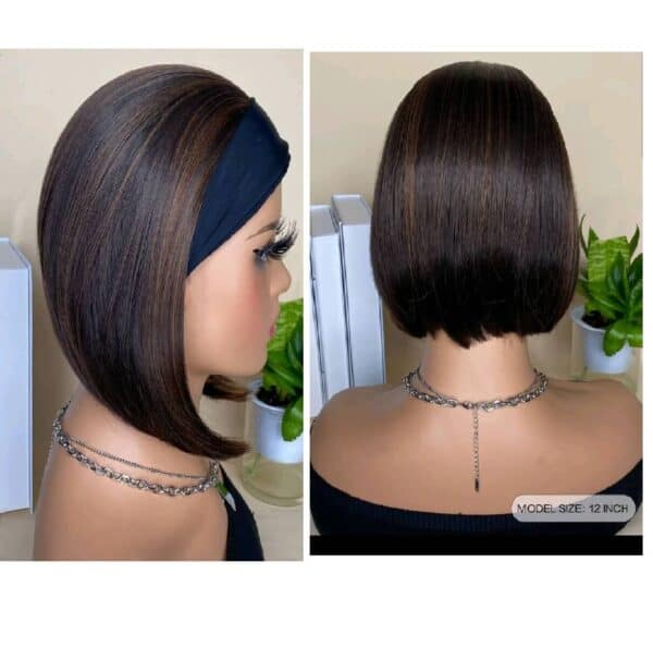 Γυναικεία περούκα με κορδέλα συνθετική υψηλής ποιότητας Καστανό με ανταύγειες χρώμα 12 inches - Image 2