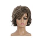 Γυναικεία περούκα σε καστανό με ξανθές ανταύγειες χρώμα συνθετική υψηλής ποιότητας 10 inches