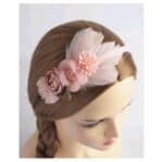 Στέκα Παιδική-βρεφική Peach με λουλουδάκια και πούπουλα Βάφτισης- παρανυφάκι - Image 3