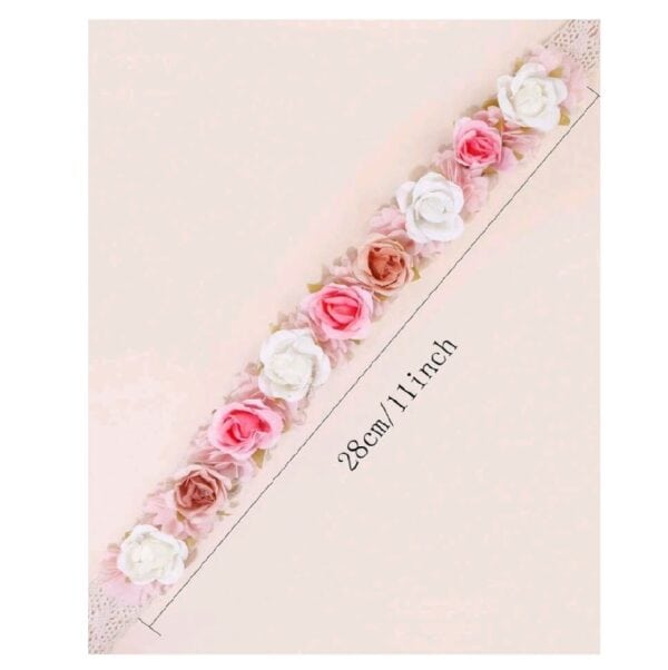 Παιδικό-βρεφικό  στεφάνι κορδέλα με τριαντάφυλλα και δαντέλα για βάφτιση - Image 2