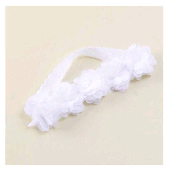 Παιδική- Βρεφική Λευκή κορδέλα με λουλούδια για βάφτιση και παρανυφάκια 0-5 χρονών - Image 2