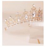Νυφική Κορώνα- Τιάρα με κρύσταλλα  χρυσό χρώμα ύψους 5,50cm - Image 2