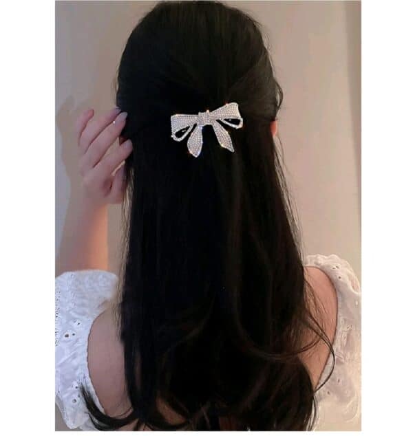 Νυφικό Γυναικείο Κλιπ crystals and pearls φιόγκος 7cm - Image 2