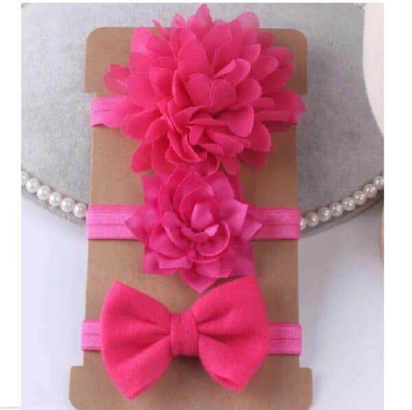 Σετ 3τμχ Παιδική- Βρεφική Μαλακή κορδέλα  Fucshia 0-7 χρονών - Image 2