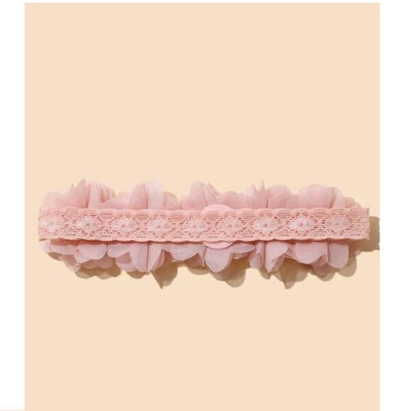 Παιδική- Βρεφική Dusty Pink κορδέλα με λουλούδια + 2 κλιπ για βάφτιση και παρανυφάκια 0-5 χρονών - Image 4