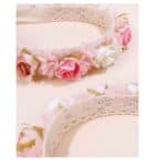 Παιδικό-βρεφικό  στεφάνι κορδέλα με τριαντάφυλλα και δαντέλα για βάφτιση - Image 4