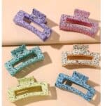 Γυναικείο fashion clip- Κλάμερ  κοκάλινο Purple Dots 8 cm - Image 2