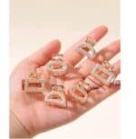 Σετ 6 τμχ Γυναικείο fashion clip- Κλάμερ  μεταλλικό Gold 2cm - Image 2