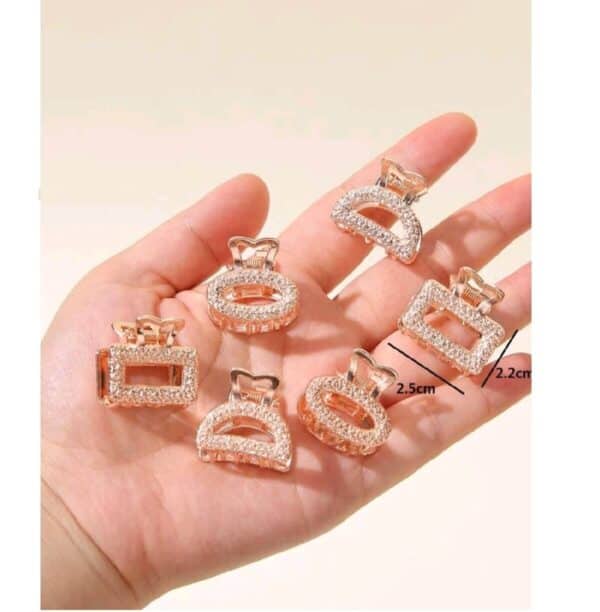 Σετ 6 τμχ Γυναικείο fashion clip- Κλάμερ  μεταλλικό Gold 2cm - Image 2