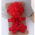 Σετ 3τμχ Παιδική- Βρεφική Μαλακή κορδέλα  Red 0-7 χρονών - Image 2