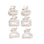 Σετ 6 τμχ Γυναικείο fashion clip- Κλάμερ  μεταλλικό Silver 2cm