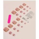 Pedicure Press-on Nails Ψεύτικα νύχια σετ nail art 24 Τμχ  + 1 extra κόλλα- French Flowers - Image 3