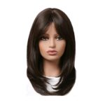 Γυναικεία περούκα σε καστανό σκούρο χρώμα συνθετική υψηλής ποιότητας 18 inches