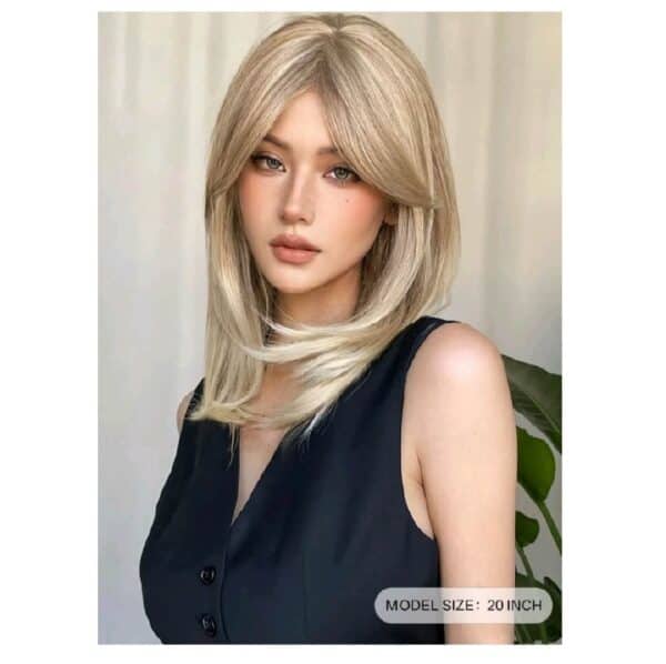 Γυναικεία περούκα σε ξανθό  χρώμα συνθετική υψηλής ποιότητας 20 inches - Image 2