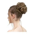 Ποστίς Κότσος με λάστιχο συνθετική τρίχα υψηλής ποιότητας - Καστανό με ξανθές ανταύγειες