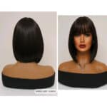 Γυναικεία περούκα σε καστανό σκούρο χρώμα συνθετική υψηλής ποιότητας 14 inches - Image 2