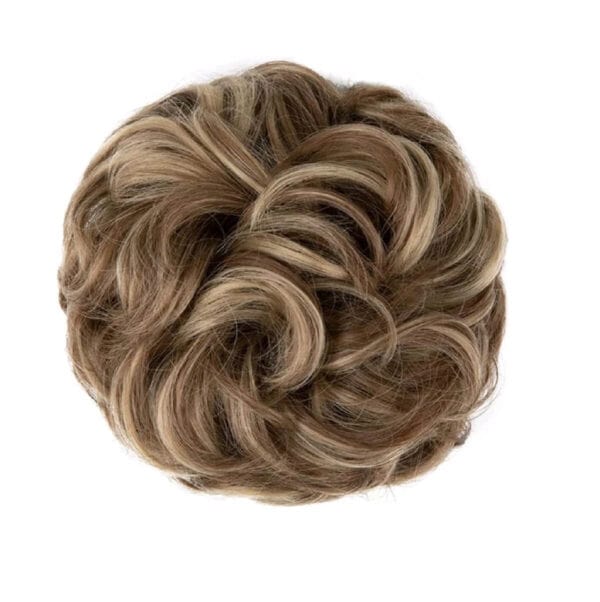 Ποστίς Κότσος με λάστιχο συνθετική τρίχα υψηλής ποιότητας - Καστανό με ξανθές ανταύγειες - Image 2