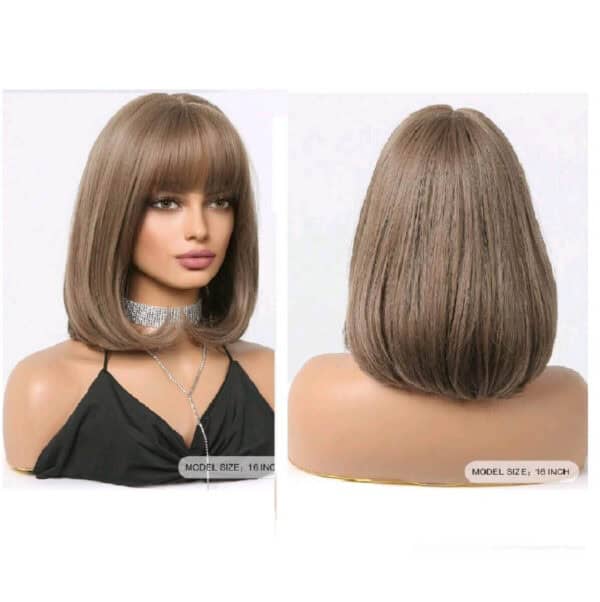 Γυναικεία περούκα σε καστανό  χρώμα συνθετική υψηλής ποιότητας 16 inches - Image 2