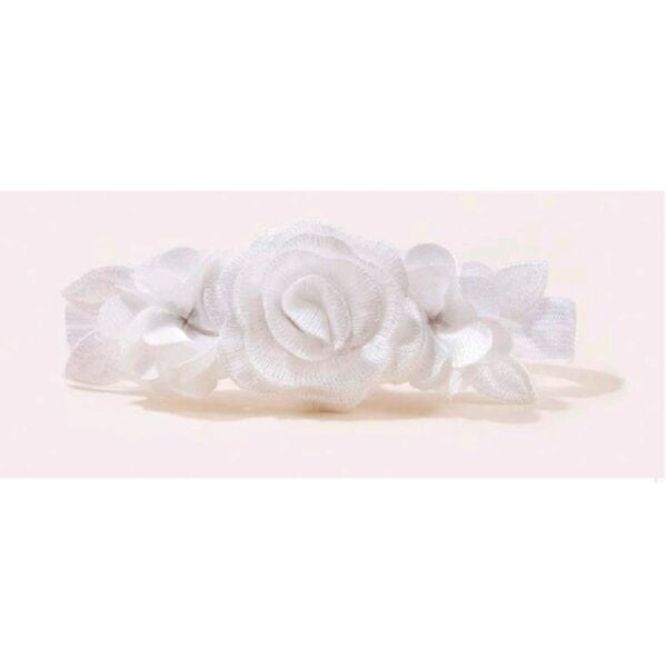 Παιδική- Βρεφική  κορδέλα με λουλούδια για βάφτιση και παρανυφάκια 0-3 χρονών White 02 - Image 2