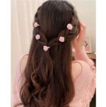 Σετ Clip -Κοκαλάκι μαλλιών 5 τμχ τριανταφυλλάκια Dusty Pink - Image 3