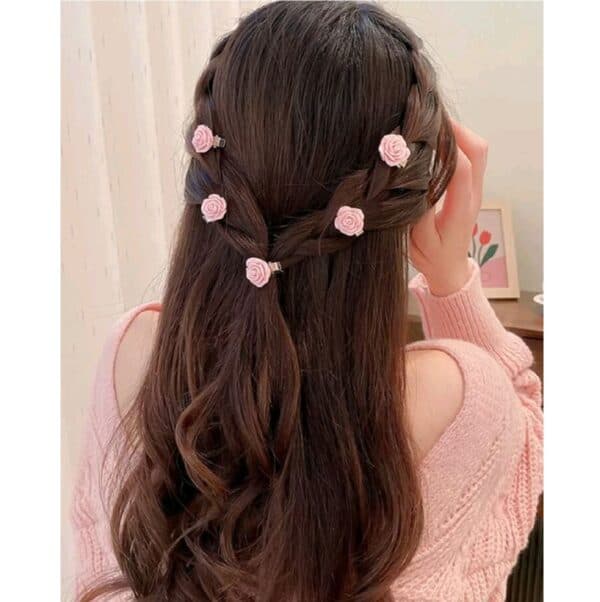 Σετ Clip -Κοκαλάκι μαλλιών 5 τμχ τριανταφυλλάκια Dusty Pink - Image 3