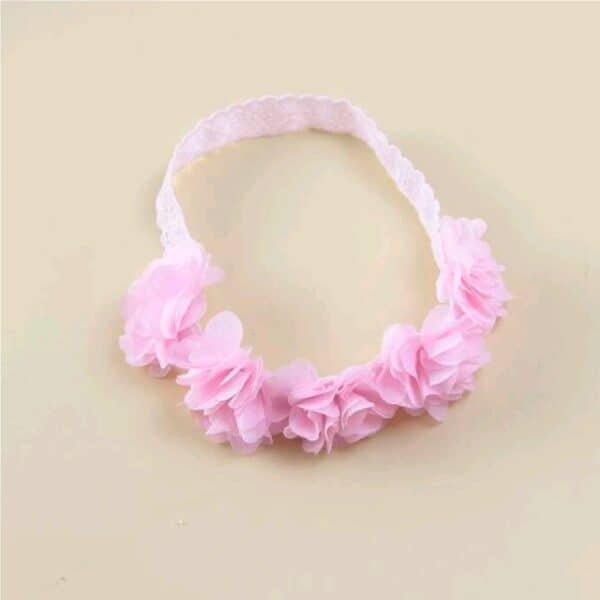 Παιδική- Βρεφική Ροζ κορδέλα με λουλούδια για βάφτιση και παρανυφάκια 0-5 χρονών - Image 2