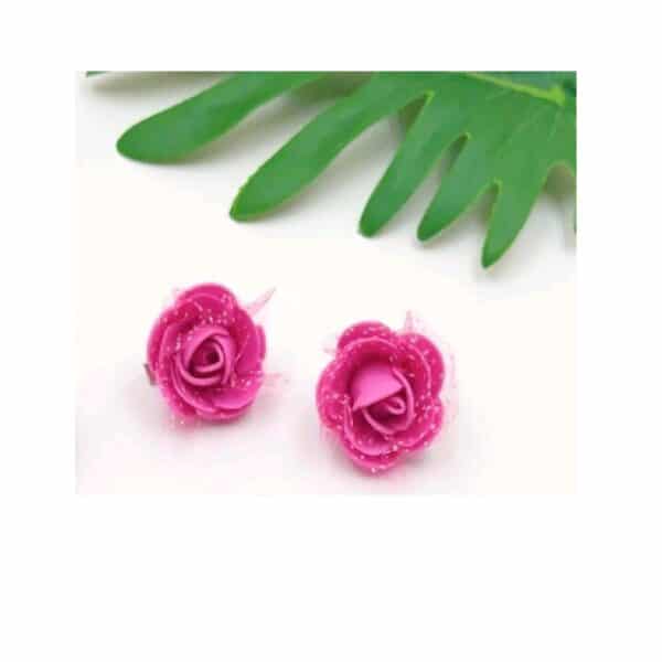 Fashion Σετ 2 τμχ clip Roses Hot Pink 3cm - Image 2