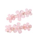 Γυναικείο- Παιδικό fashion Σετ 2 τμχ clip  flowers pearl Pink