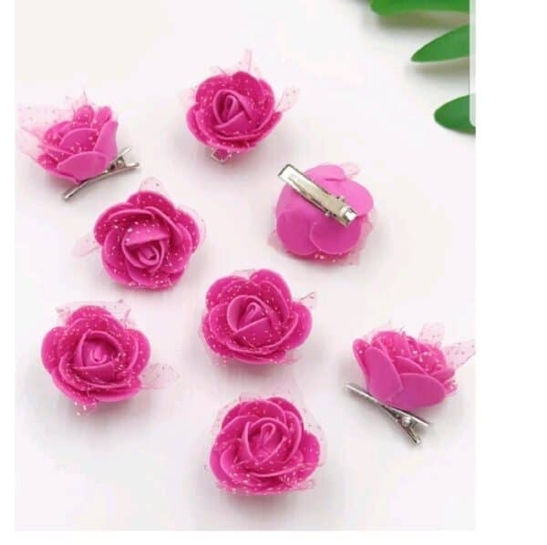 Fashion Σετ 2 τμχ clip Roses Hot Pink 3cm - Image 3