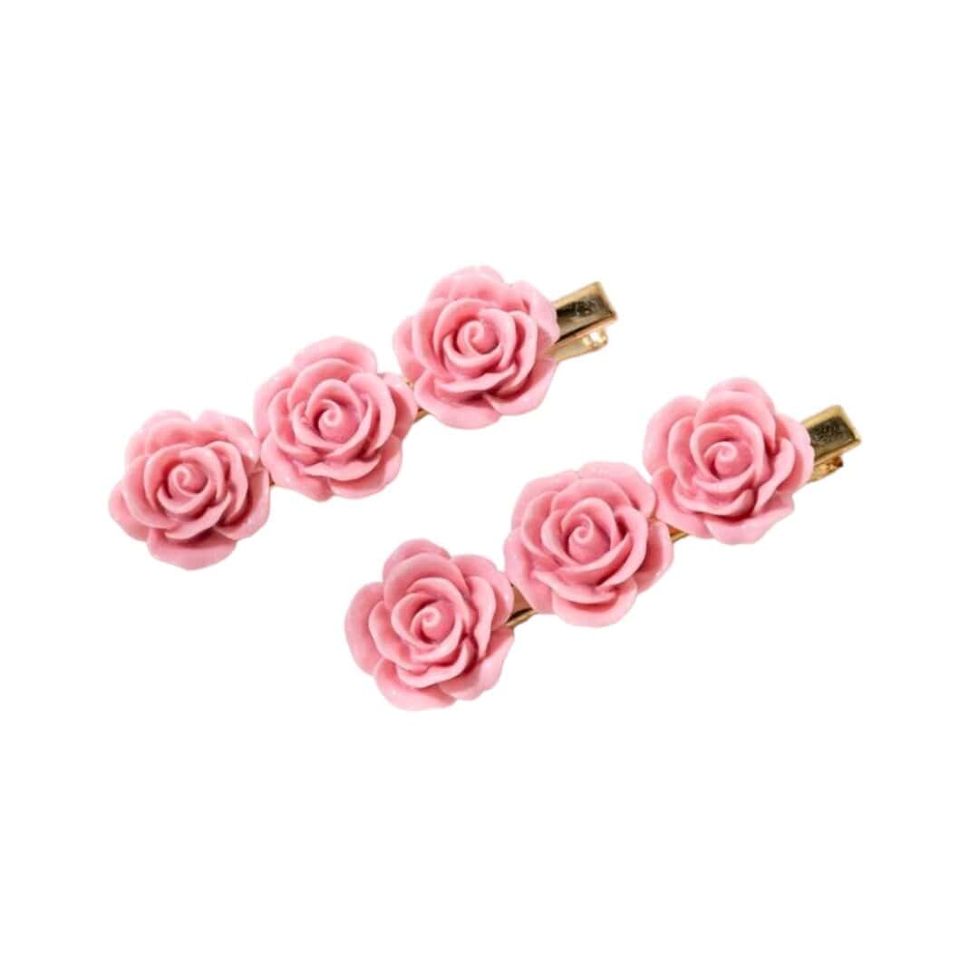 roses-set-pink-clip-woman-hair Γυναικείο fashion Σετ 2 τμχ clip Roses Pink - Image 1
