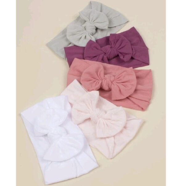 Σετ 5τμχ Παιδική- Βρεφική Μαλακή κορδέλα με  φιόγκο  0-8 χρονών multi colour 02 - Image 2